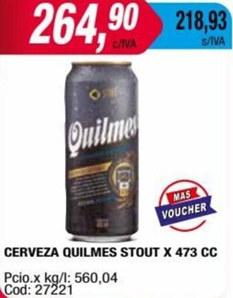 Maxiconsumo CERVEZA QUILMES STOUT X 473 CC oferta