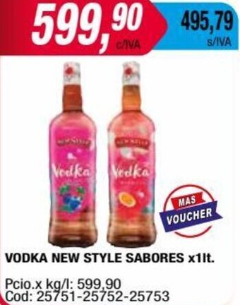 Maxiconsumo VODKA NEW STYLE SABORES x1lt. oferta