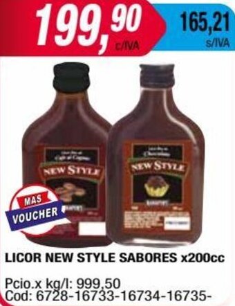 Maxiconsumo LICOR NEW STYLE SABORES x200cc oferta