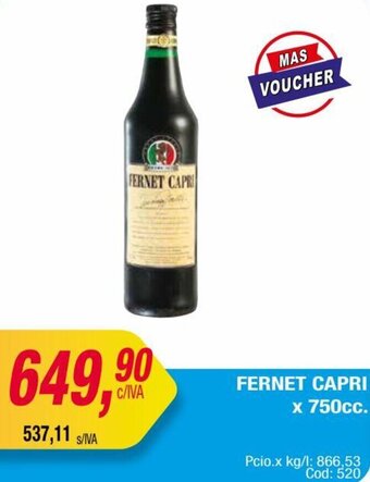 Maxiconsumo FERNET CAPRI x 750cc. oferta