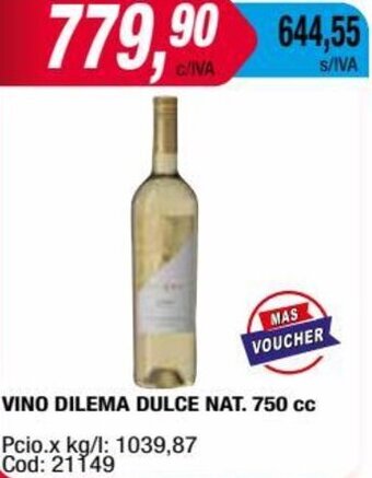 Maxiconsumo VINO DILEMA DULCE NAT. 750 cc oferta