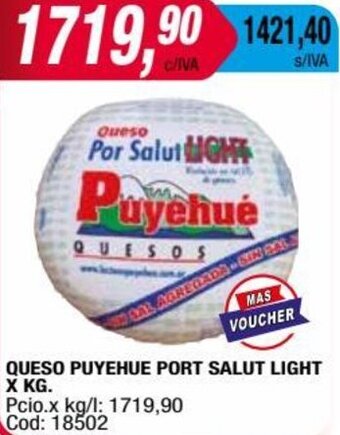 Maxiconsumo QUESO PUYEHUE PORT SALUT LIGHT X KG. oferta