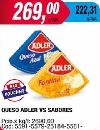 Maxiconsumo QUESO ADLER VS SABORES oferta