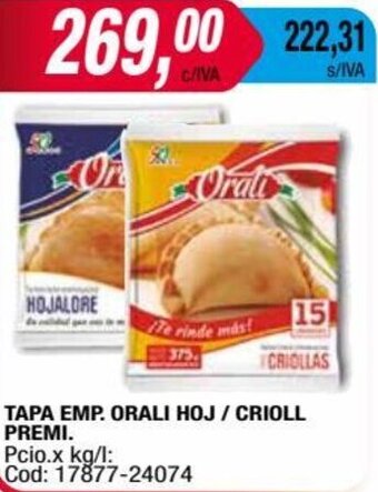 Maxiconsumo TAPA EMP. ORALI HOJ/ CRIOLL PREMI. oferta