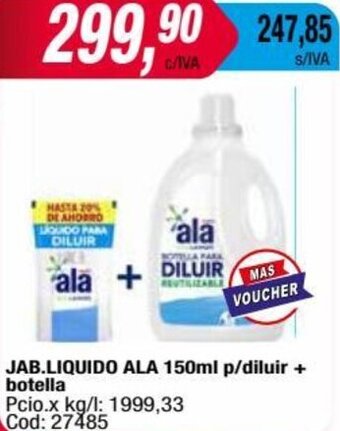 Maxiconsumo JAB.LIQUIDO ALA 150ml p/diluir + botella oferta