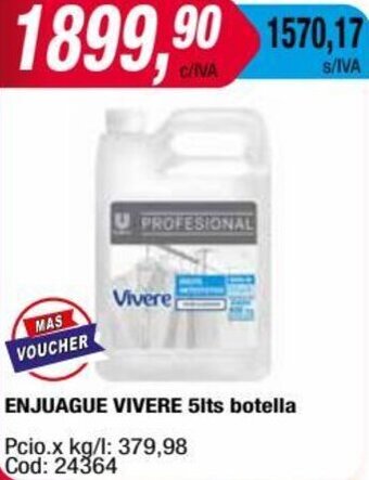 Maxiconsumo ENJUAGUE VIVERE 5lts botella oferta