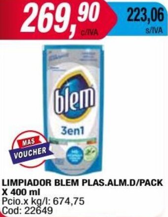 Maxiconsumo LIMPIADOR BLEM PLAS.ALM.D/PACK X 400 ml oferta
