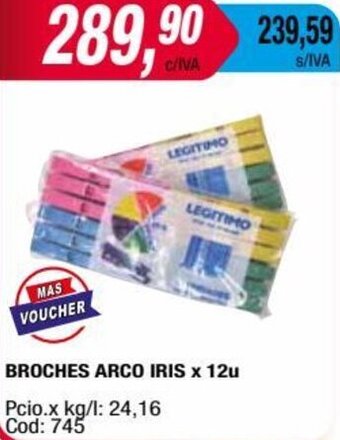 Maxiconsumo BROCHES ARCO IRIS x 12u oferta