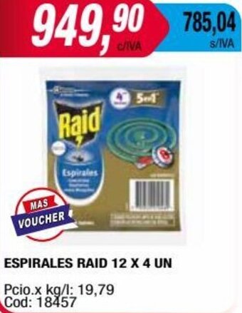 Maxiconsumo ESPIRALES RAID 12 X 4 UN oferta