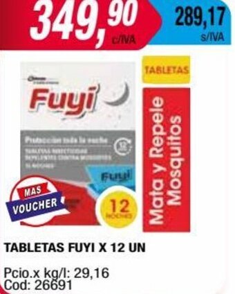 Maxiconsumo TABLETAS FUYI X 12 UN oferta