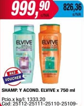 Maxiconsumo SHAMP. Y ACOND. ELVIVE x 750 ml oferta