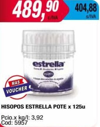 Maxiconsumo HISOPOS ESTRELLA POTE x 125u oferta