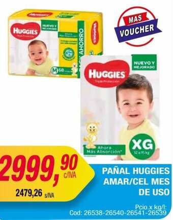 Maxiconsumo PAÑAL HUGGIES AMAR/CEL MES DE USO oferta