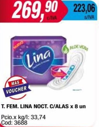 Maxiconsumo T. FEM. LINA NOCT. C/ALAS x 8 un oferta