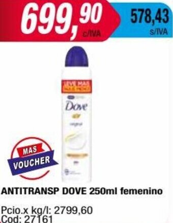 Maxiconsumo ANTITRANSP DOVE 250ml oferta
