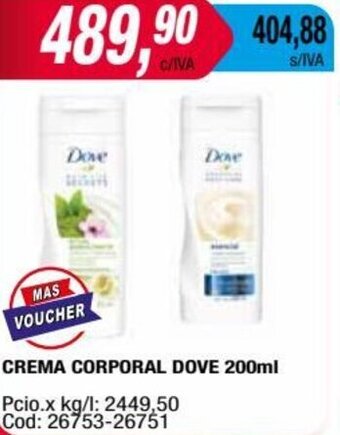 Maxiconsumo CREMA CORPORAL DOVE 200ml oferta
