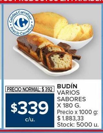 Carrefour Maxi Budín varios sabores x 180g oferta