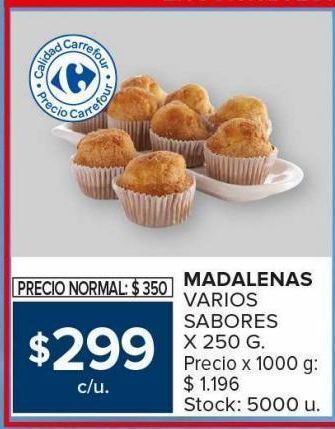 Carrefour Maxi Madalenas varios sabores x 250g oferta
