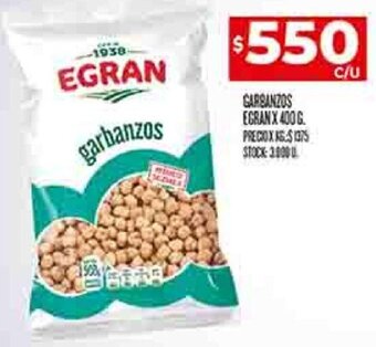 Supermercados DIA EGRAN garbanzos X 400G oferta