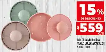 Supermercados DIA MOLDE HAMBURGUESA VARIOS COLORES CAROL X U. oferta