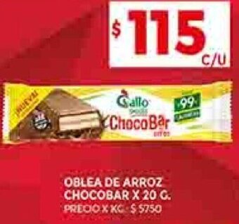 Supermercados DIA OBLEA DE ARROZ CHOCOBAR X 20 G. oferta
