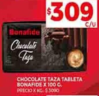 Supermercados DIA CHOCOLATE TAZA TABLETA BONAFIDE X 100 G oferta