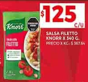 Supermercados DIA SALSA FILETTO KNORR X 340 G. oferta