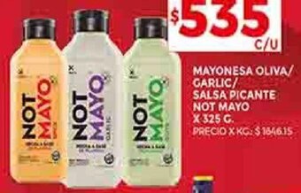 Supermercados DIA MAYONESA OLIVA/ GARLIC/ SALSA PICANTE NOT MAYO X 325 G. oferta