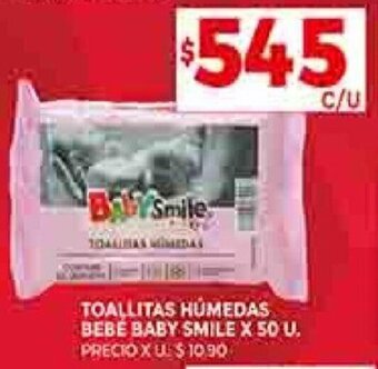Supermercados DIA TOALLITAS HÚMEDAS BEBE BABY SMILE X 50 U. oferta