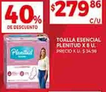 Supermercados DIA TOALLA ESENCIAL PLENITUD X 8 U. oferta