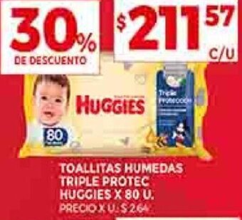 Supermercados DIA TOALLITAS HUMEDAS TRIPLE PROTEC HUGGIES X 80 U. oferta