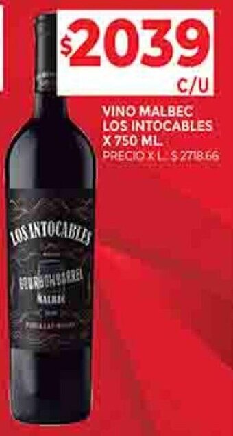 Supermercados DIA VINO MALBEC LOS INTOCABLES X 750 ML. oferta