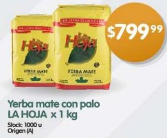 Supermercados Buenos Días Yerba mate con palo LA HOJA x 1 kg oferta