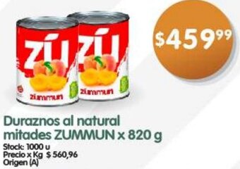 Supermercados Buenos Días Duraznos al natural mitades ZUMMUN x 820 g oferta