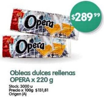 Supermercados Buenos Días Obleas dulces rellenas OPERA x 220 g oferta