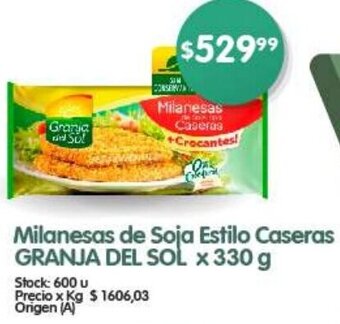 Supermercados Buenos Días Milanesas de Soja Estilo Caseras GRANJA DEL SOL x 330 g oferta