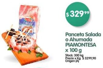 Supermercados Buenos Días Panceta Salada o Ahumada PIAMONTESA x 100 g oferta