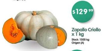 Supermercados Buenos Días Zapallo Criollo x 1 kg oferta