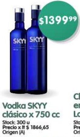 Supermercados Buenos Días Vodka SKYY clásico x 750 cc oferta
