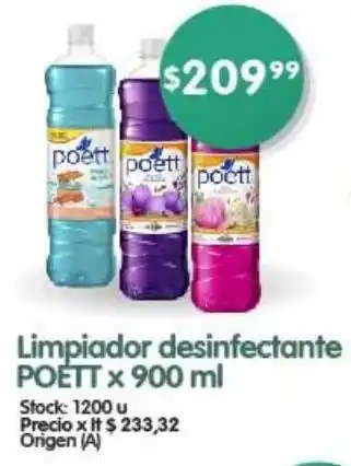 Supermercados Buenos Días Limpiador desinfectante POETT x 900 ml oferta