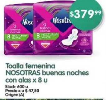 Supermercados Buenos Días Toalla femenina NOSOTRAS buenas noches con alas x 8 u oferta