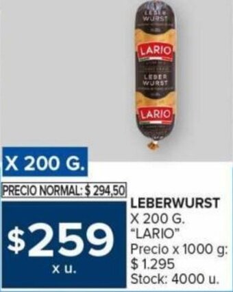 Carrefour LEBERWURST X 200 G. "LARIO" oferta
