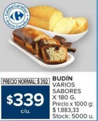 Carrefour BUDÍN VARIOS SABORES X 180 G. oferta