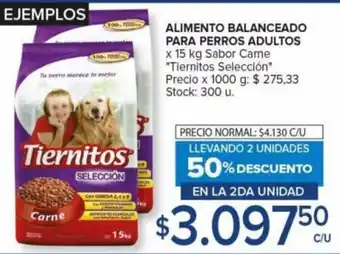 Carrefour ALIMENTO BALANCEADO PARA PERROS ADULTOS x 15 kg Sabor Carne "Tiernitos Selección" oferta