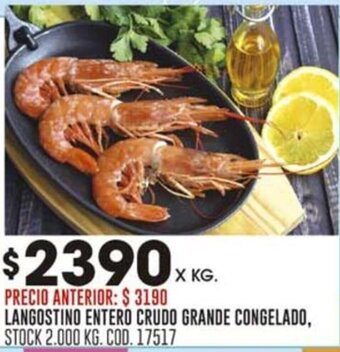 Coto LANGOSTINO ENTERO CRUDO GRANDE CONGELADO, oferta
