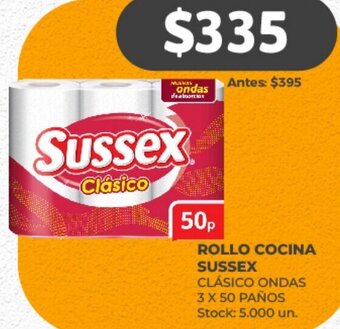 Supermercados Tadicor ROLLO COCINA SUSSEX CLÁSICO ONDAS 3 X 50 PAÑOS oferta
