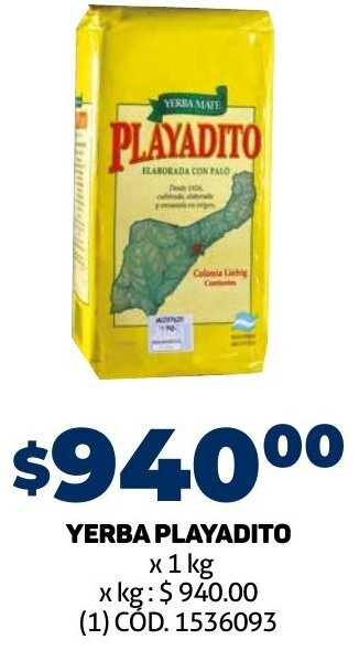 Makro YERBA PLAYADITO x 1 kg oferta