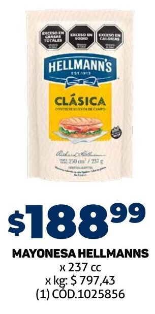 Makro MAYONESA HELLMANNS x 237 cc oferta