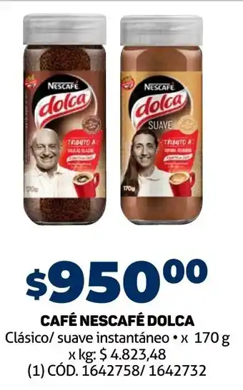 Makro CAFÉ NESCAFÉ DOLCA Clásico/ suave instantáneo x 170 g oferta