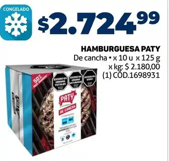 Makro HAMBURGUESA PATY De cancha x 10 u x 125 g oferta